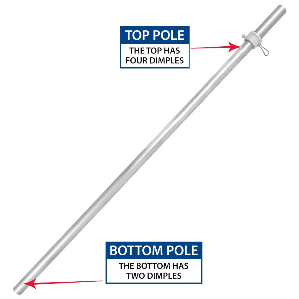 Pole piece in correct orientation with 4 dimples at top of pole and 2 dimples at bottom of pole