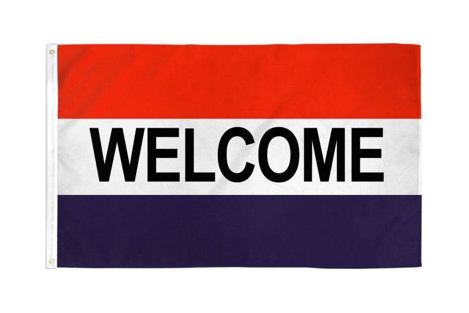Welcome R/W/B Flag 3x5ft Poly | Flags Importer | Business Flag