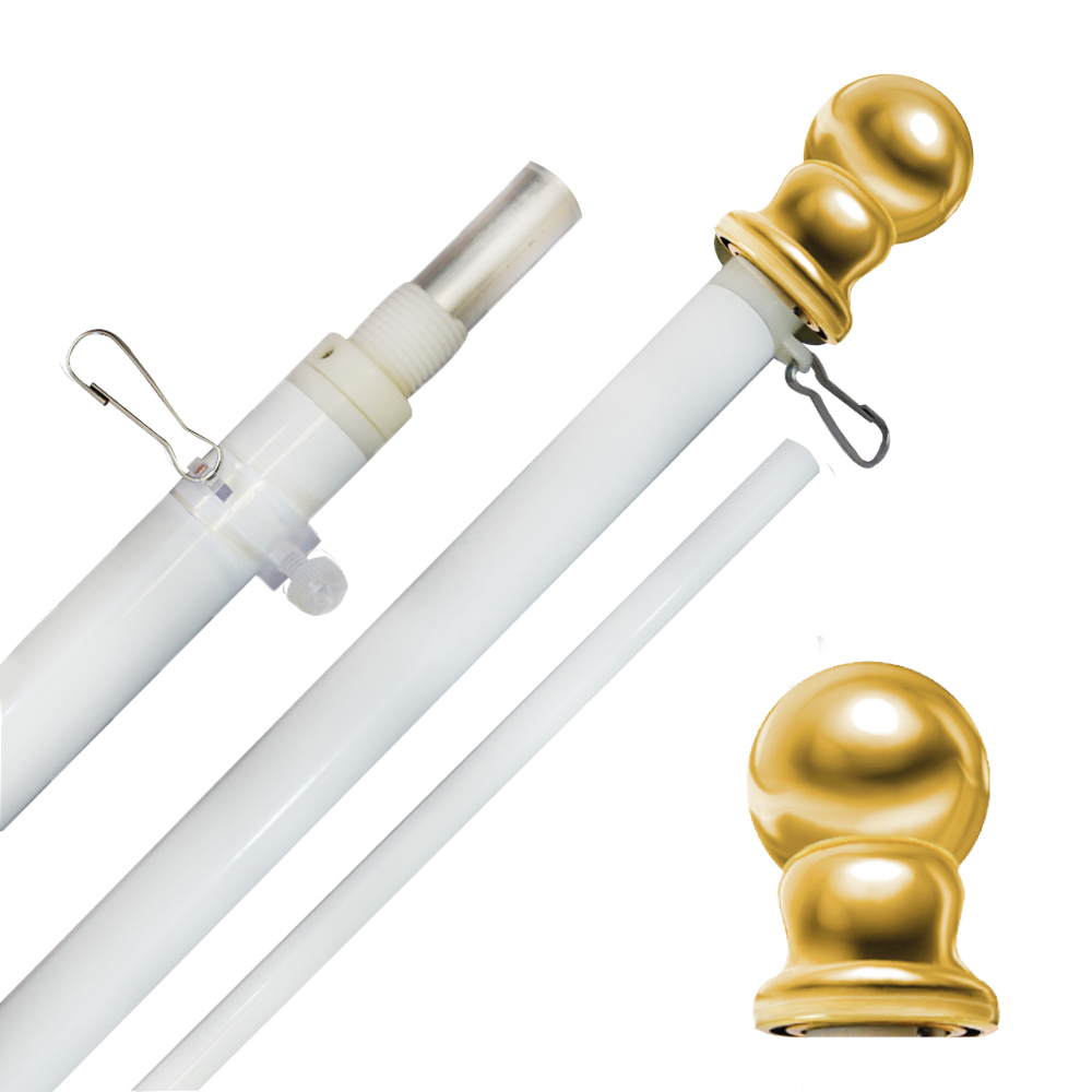 5ft Spinning Stabilizer Flag Pole (White)
