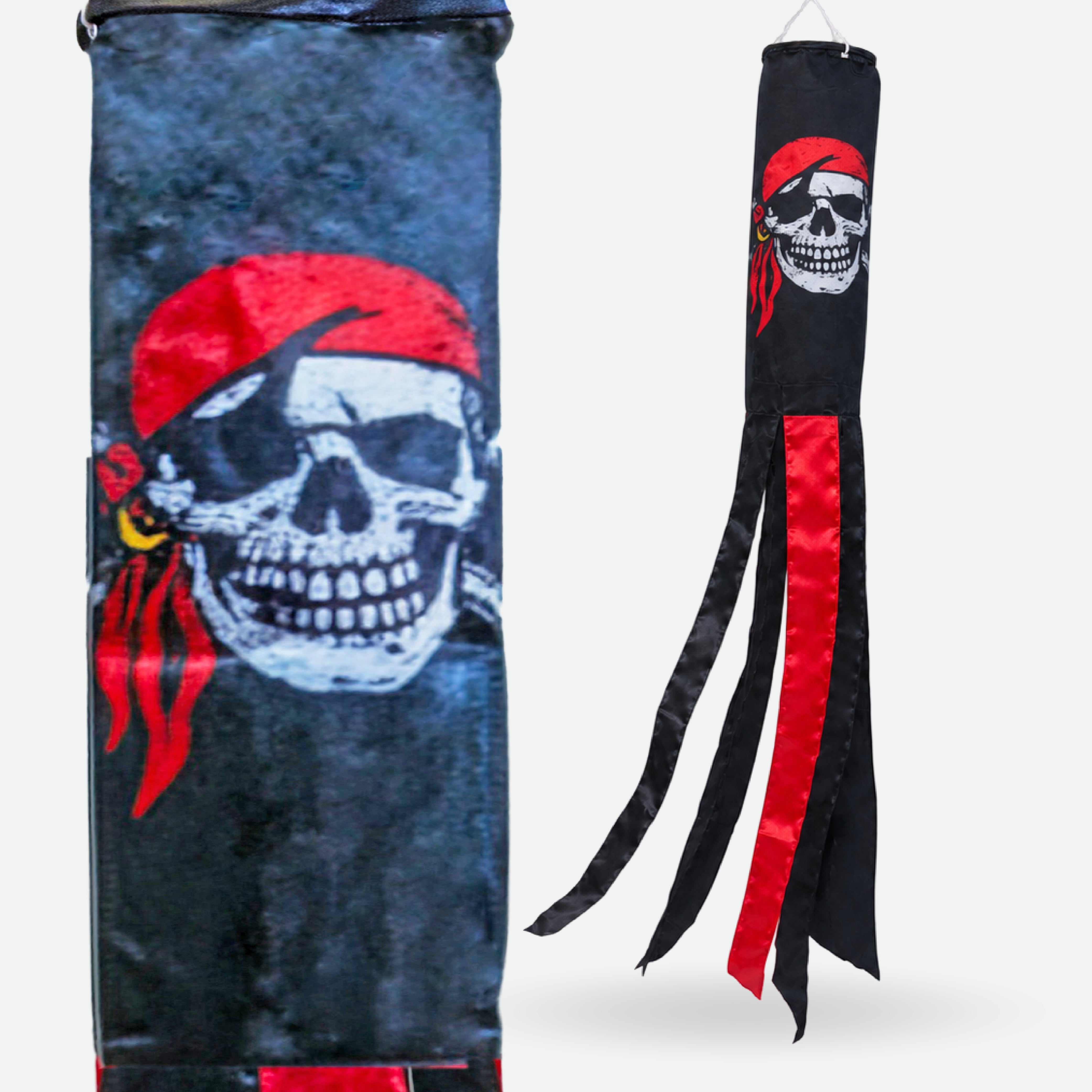 Red Bandana Jolly Roger Super Shiny Poly 5ft Windsock