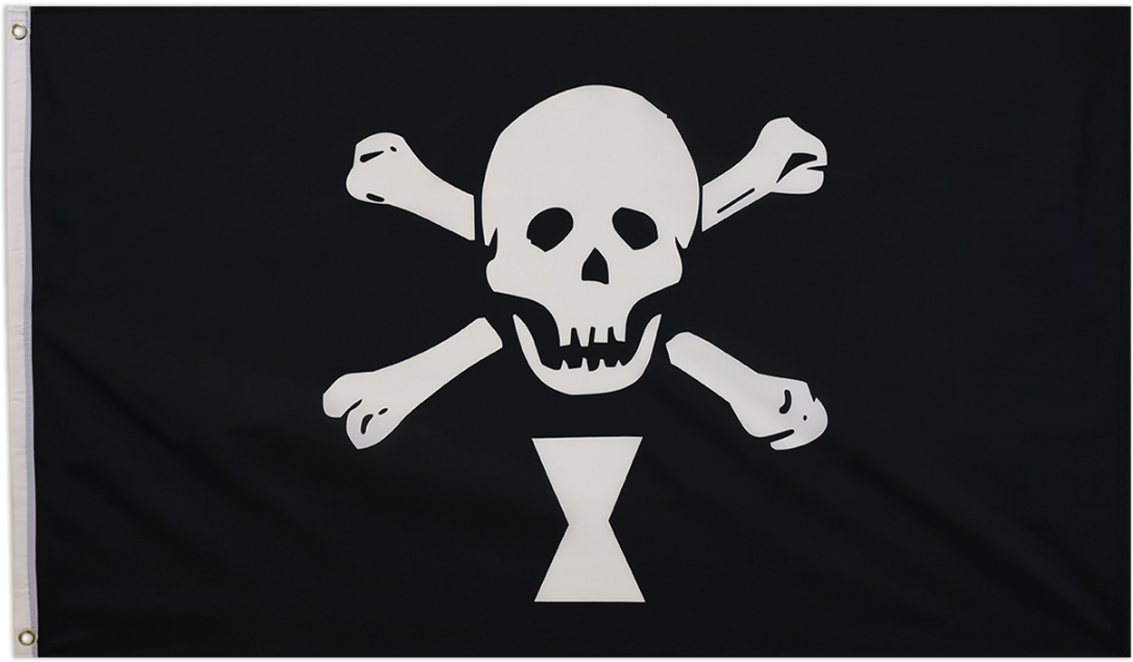 SKULL AND CROSSBONES FLAG 5 x 3 HIGH QUALITY BLACK & WHITE PIRATE FUN PARTIES 