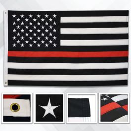 "THIN RED LINE USA" 2x3 ft flag poly America 