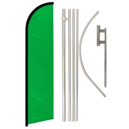 Windless Banner Flag Pole Kit Feather Flag Pole Ground Spike Solid Colors Green 