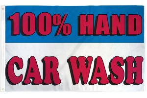 100% Hand Car Wash Flag 3x5ft Poly