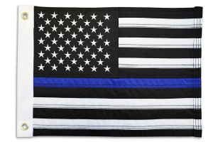 Thin Blue Line USA 12x18in Grommeted Embroidered Flag