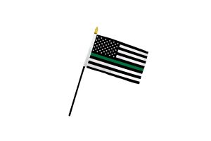 Thin Green Line USA 4x6in Stick Flag