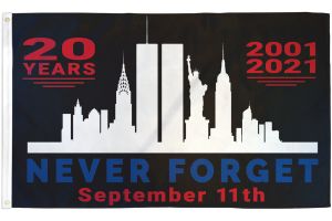 9/11 Never Forget (20 Years) Flag 3x5ft Poly