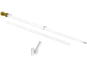 6ft Spinning Stabilizer Flag Pole & Adjustable Bracket Kit (White)