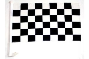Black & White Checkered Single-Sided Car Flag