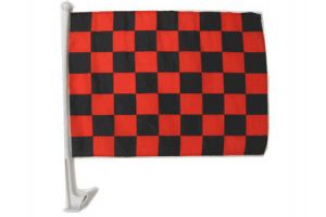 Red & Black Checkered Single-Sided Car Flag