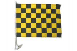 Yellow & Black Checkered Single-Sided Car Flag