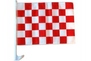 Red & White Checkered Single-Sided Car Flag