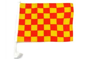 Red & Yellow Checkered Single-Sided Car Flag