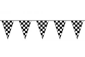 30ft Black & White Checkered Pennant String Flags