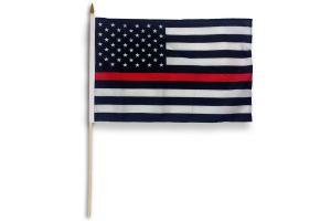 Thin Red Line USA 12x18in Stick Flag