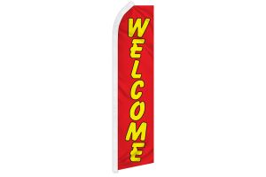Welcome Red & Yellow Superknit Polyester Swooper Flag Size 11.5ft by 2.5ft