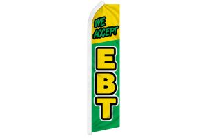 We Accept EBT Superknit Polyester Swooper Flag Size 11.5ft by 2.5ft