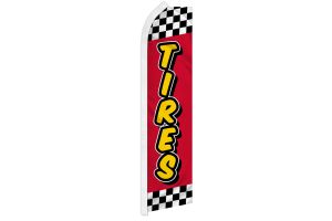 Tires Red Checkered Superknit Polyester Swooper Flag Size 11.5ft by 2.5ft