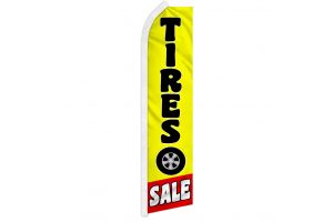 Tires Sale Red & Yellow Superknit Polyester Swooper Flag Size 11.5ft by 2.5ft