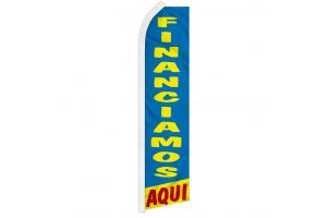 Financiamos Aqui Superknit Polyester Swooper Flag Size 11.5ft by 2.5ft
