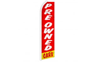 Preowned Cars (Red & White) Super Flag
