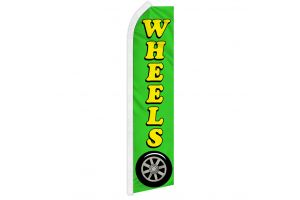 Wheels Green Superknit Polyester Swooper Flag Size 11.5ft by 2.5ft