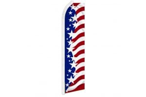 USA Star Spangled Superknit Polyester Swooper Flag Size 11.5ft by 2.5ft & 6 Piece Pole & Ground Spike Kit