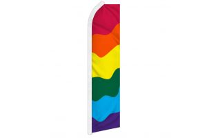 Rainbow Superknit Polyester Swooper Flag Size 11.5ft by 2.5ft