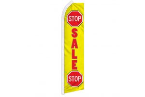 Stop Sale Stop  Red& Yellow Superknit Polyester Swooper Flag Size 11.5ft by 2.5ft