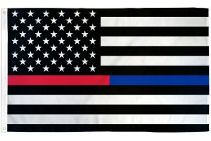 Thin Red/Blue Line USA Flag 3x5ft Poly
