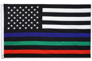 Thin Blue/Green/Red Line USA Embroidered Flag 3x5ft