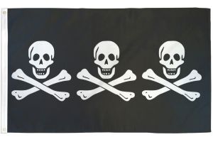 C. Condent 3 Skulls Pirate Flag 3x5ft Poly