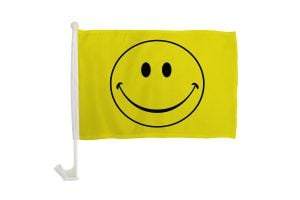 Happy Face (Yellow) Single-Sided Car Flag