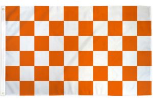 Orange & White Checkered Flag 3x5ft Poly