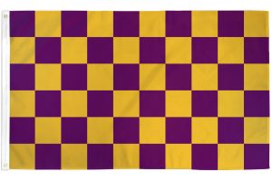 Purple & Gold Checkered Flag 3x5ft Poly