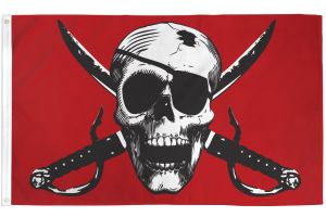 Crimson Pirate Flag 4x6ft Poly