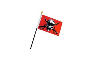 Crimson Pirate 4x6in Stick Flag