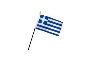 ZXvZYT 3 X 5 Inch Greece Window Hanging Flag Greek Small Mini Car Flags Banners Rearview Mirror Decoration 2 Pack with Suction Cup & Golden Fringy Banner 