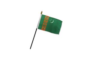 Turkmenistan 4x6in Stick Flag