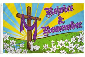 Easter Rejoice & Remember Flag 3x5ft Poly