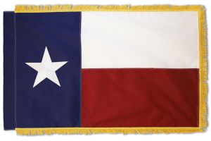 Texas (Sleeved) Embroidered Flag with Fringe 3x5ft