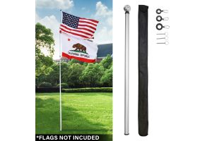 22ft Deluxe Locking Fiberglass Pole displayed on Pole & Showing included bag rings and locking pins
