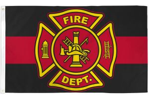 Fire Department (Red & Black) Flag 3x5ft Poly