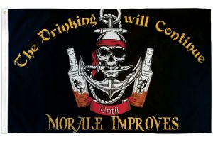 Drinking Will Continue Pirate Flag 3x5ft Poly