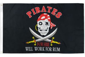 Pirates for Hire Flag 3x5ft Poly
