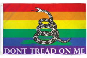 Don't Tread on Me (Rainbow) Gadsden Flag 3x5ft Poly