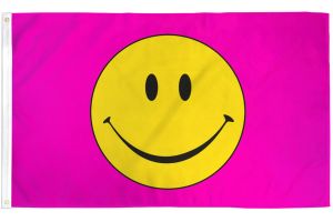 Happy Face (Pink) Flag 3x5ft Poly