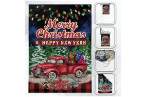 H&G Studios Merry Christmas (Red Truck) 12x18in Garden Flag 