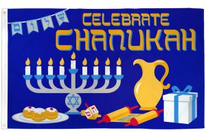 Celebrate Chanukah Flag 3x5ft Poly