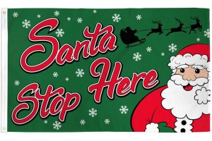 Santa Stop Here Flag 3x5ft Poly